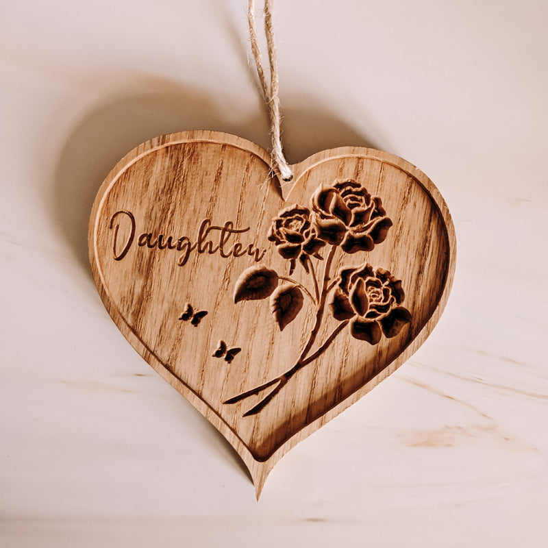 Wooden Hanging Heart - Daughter