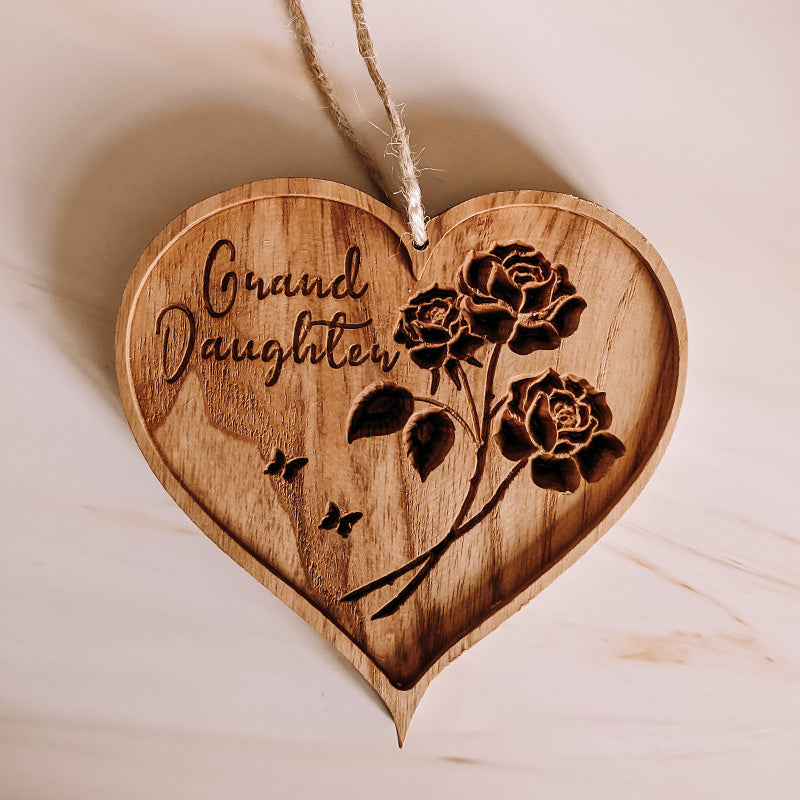 Wooden Hanging Heart - Granddaughter