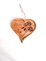 Wooden Hanging Heart - Mum