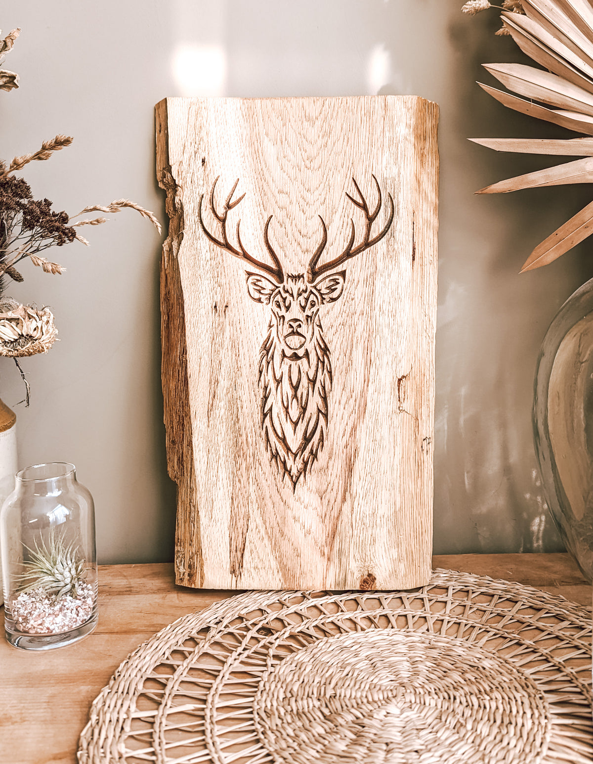 Wooden Stag Wall Art V1